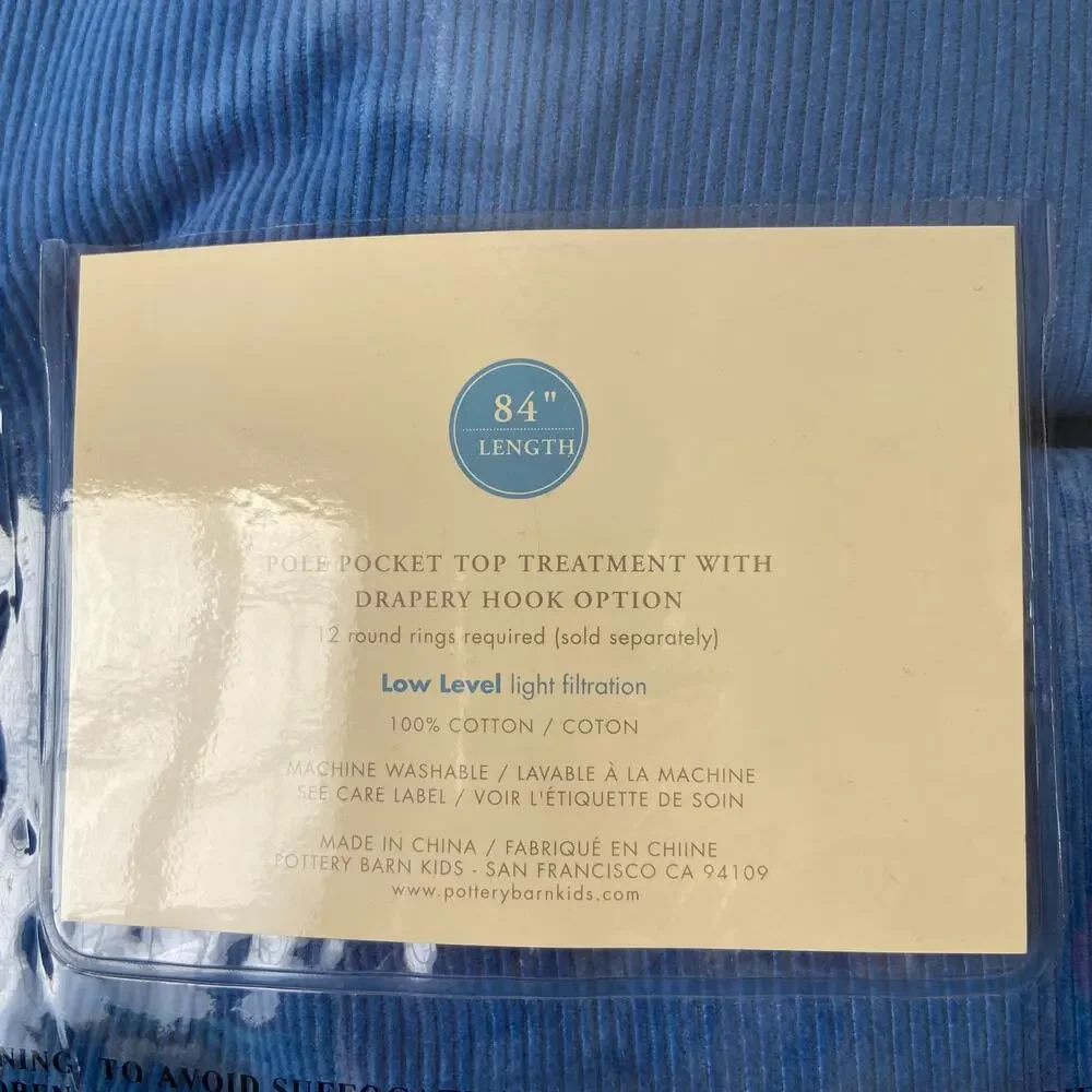 Pottery Barn Kids Blue Thin Wale Corduroy Panel